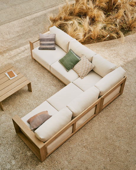 5-Sitzer-Ecksofa Ambra aus massivem Akazienholz mit hellem Finish 248 cm - ZEN ZONE Furniture