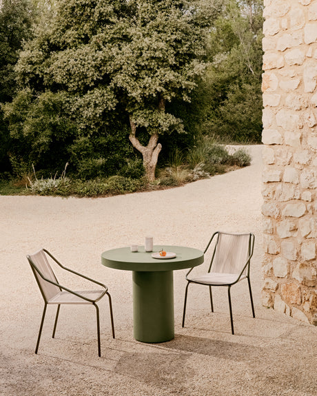 Outdoor-Stuhl Zivia aus écrufarbenem Seil und grün verzinktem Stahl - ZEN ZONE Furniture