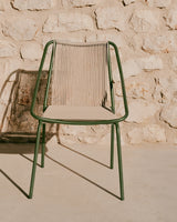 Outdoor-Stuhl Zivia aus écrufarbenem Seil und grün verzinktem Stahl - ZEN ZONE Furniture