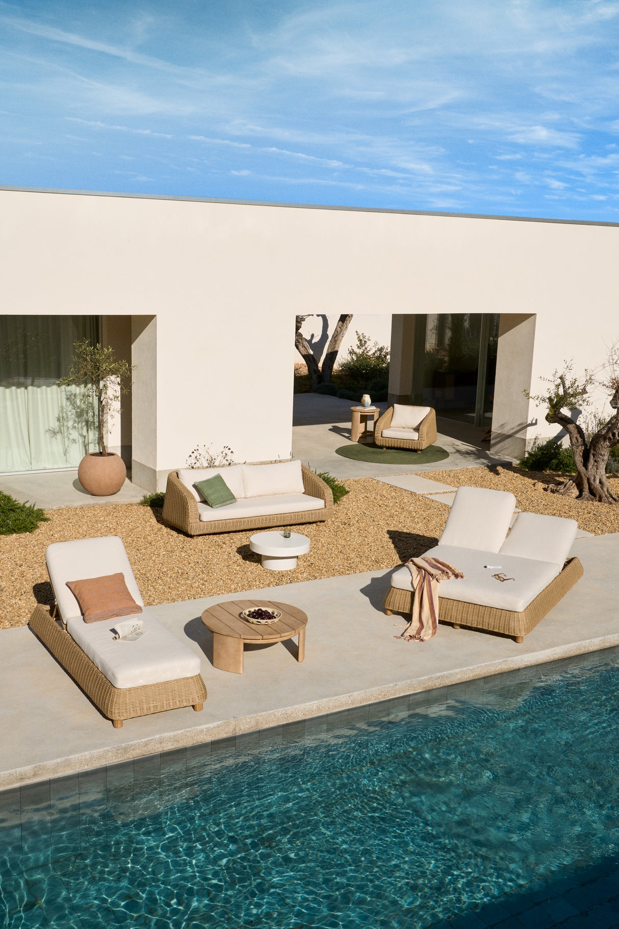 Sonnenliege Meria aus synthetischem Rattan