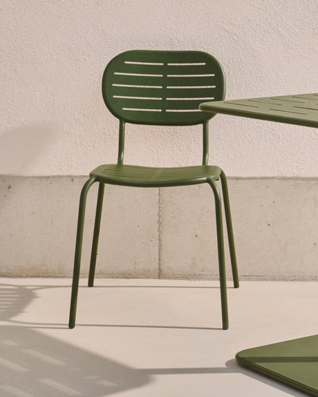 Stapelbarer Outdoor-Stuhl Brai aus verzinktem Stahl in Grün - ZEN ZONE Furniture