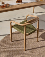 Stapelbarer Stuhl Nina aus massivem Akazienholz und grünem Seil FSC 100% - ZEN ZONE Furniture