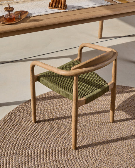 Stapelbarer Stuhl Nina aus massivem Akazienholz und grünem Seil FSC 100% - ZEN ZONE Furniture