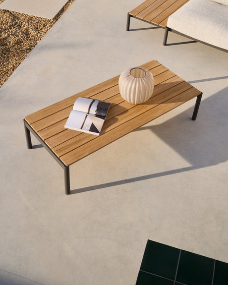 Couchtisch Sorells aus grauem Aluminium und Teakholz 63 x 144,6 cm FSC 100% - ZEN ZONE Furniture