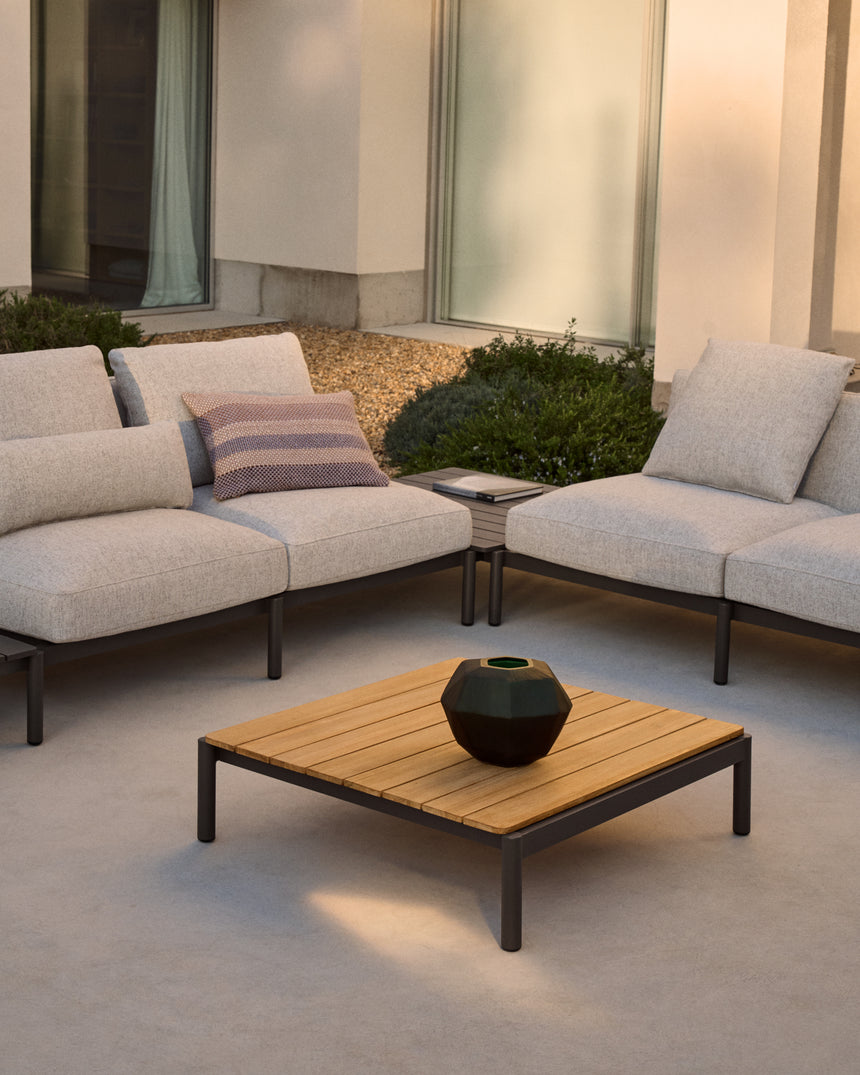 Couchtisch Sorells aus grauem Aluminium und Teakholz 52,4 x 91 cm FSC 100% - ZEN ZONE Furniture