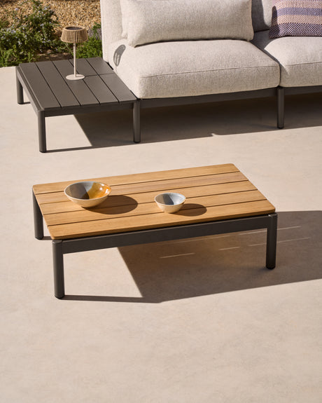 Couchtisch Sorells aus grauem Aluminium und Teakholz 89 x 91 cm FSC 100% - ZEN ZONE Furniture