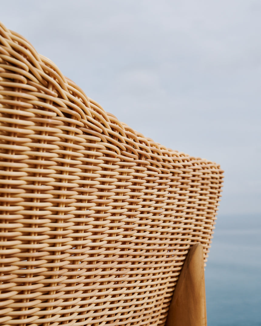 Hocker Galea aus massivem Teakholz und synthetischem Rattan 65 cm FSC 100% - ZEN ZONE Furniture
