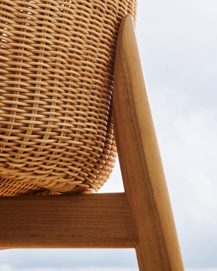Hocker Galea aus massivem Teakholz und synthetischem Rattan 75 cm FSC 100% - ZEN ZONE Furniture