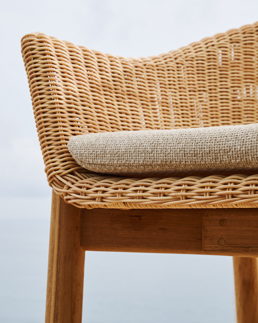 Hocker Galea aus massivem Teakholz und synthetischem Rattan 75 cm FSC 100% - ZEN ZONE Furniture