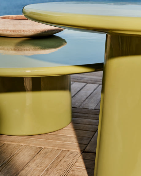 Couchtisch Albanella aus Zement mit glänzend grünem Finish Ø 110 cm - ZEN ZONE Furniture