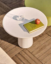 Couchtisch Albanella aus Zement mit glänzend weißem Finish Ø 65 cm - ZEN ZONE Furniture