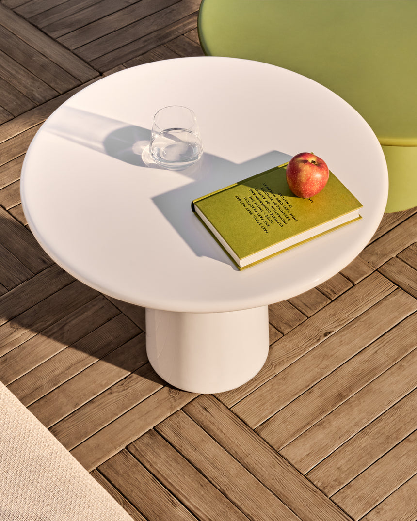 Couchtisch Albanella aus Zement mit glänzend weißem Finish Ø 65 cm - ZEN ZONE Furniture