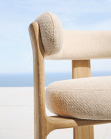 Outdoor-Stuhl Granit in Beige mit Beinen aus massivem Teakholz mit naturfarbenem Finish, 100 % FSC - ZEN ZONE Furniture