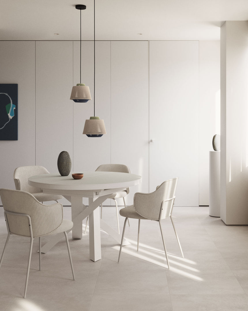 Vashti Ausziehtisch Weiss Ø 120 x 120 oder 160 cm - ZEN ZONE Furniture