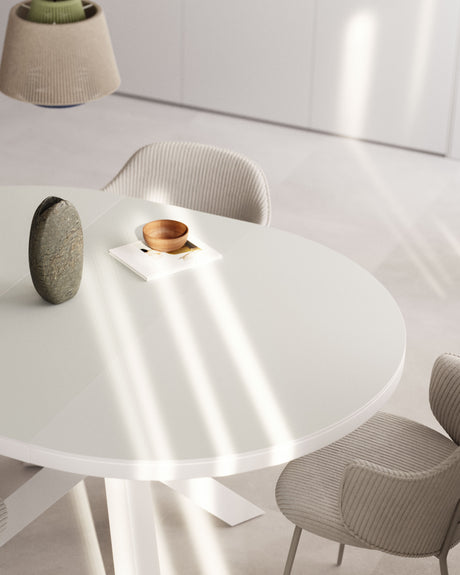 Vashti Ausziehtisch Weiss Ø 120 x 120 oder 160 cm - ZEN ZONE Furniture