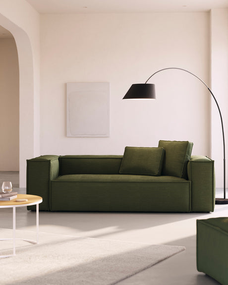 Blok 3-Sitzer-Sofa breiter Cord grün 240 cm - ZEN ZONE Furniture