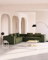 Blok 6-Sitzer Ecksofa dicker Cord grün 320 x 320 cm - ZEN ZONE Furniture