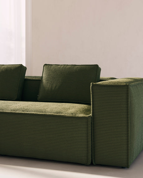 Blok 4-Sitzer Ecksofa Cord grün 320 x 230 cm / 230 x 320 cm - ZEN ZONE Furniture