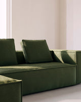 Blok 3-Sitzer-Sofa mit Chaiselongue links breiter Cord grün 300 cm - ZEN ZONE Furniture