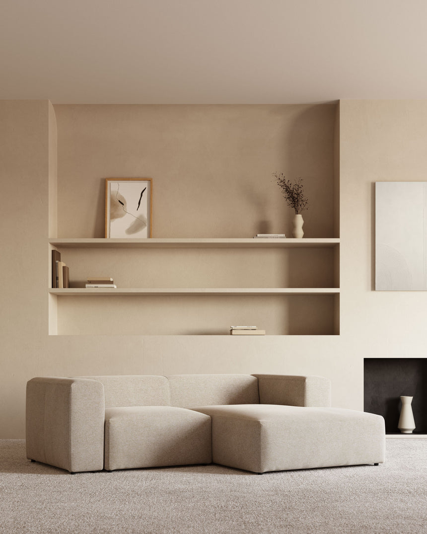 Blok 2-Sitzer Sofa mit Chaiselongue rechts beige 240 cm - ZEN ZONE Furniture