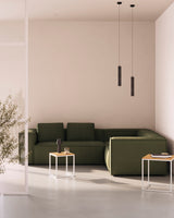 Blok 4-Sitzer Ecksofa Cord grün 320 x 230 cm / 230 x 320 cm - ZEN ZONE Furniture