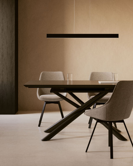 Jenna Drehstuhl hellgrau und Stahlbeine mit schwarzem Finish FSC 100% - ZEN ZONE Furniture