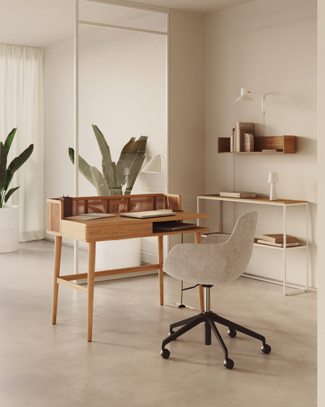 Tissiana Schreibtischstuhl in Beige und Aluminium mit mattschwarzer Oberfläche - ZEN ZONE Furniture