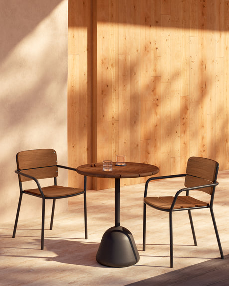 Algueret Stuhl - Massives Eukalyptusholz mit natürlichem Finish und schwarzem Aluminium FSC 100% - ZEN ZONE Furniture