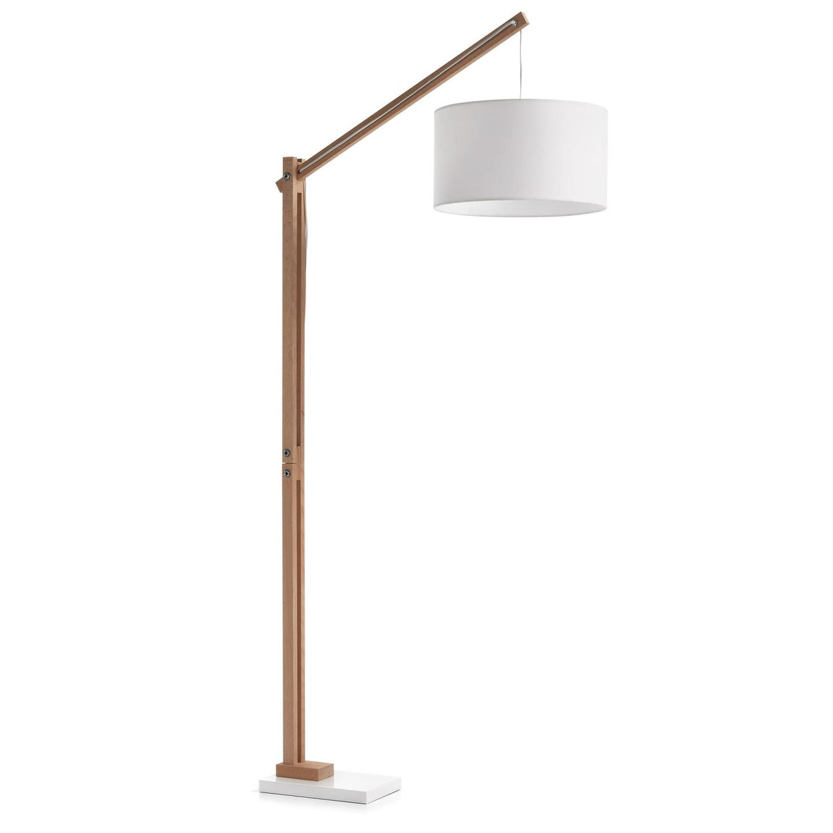 Stehlampe Riaz aus massiver Buche mit weißem Lampenschirm - ZEN ZONE Furniture