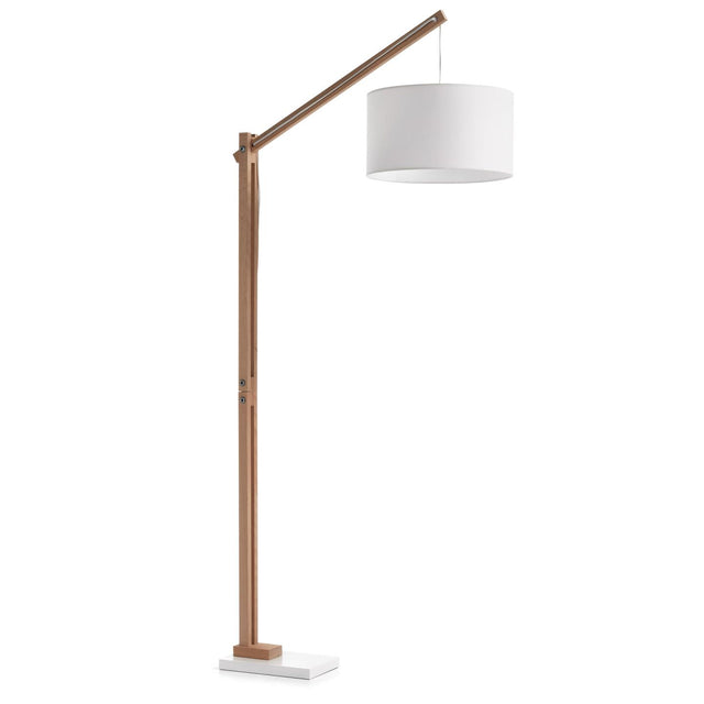 Stehlampe Riaz aus massiver Buche mit weißem Lampenschirm - ZEN ZONE Furniture