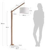 Stehlampe Riaz aus massiver Buche mit weißem Lampenschirm - ZEN ZONE Furniture
