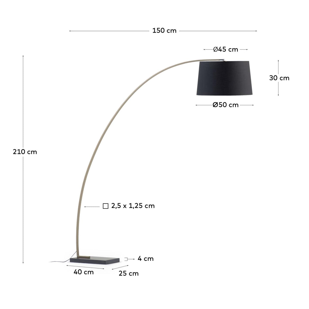 Stehlampe Juhe aus goldenem Metall und schwarzem Marmor - ZEN ZONE Furniture