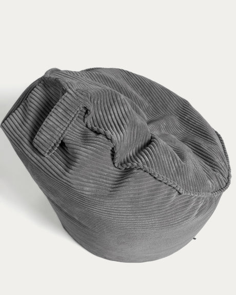 Wilma Pouf breiter Cord grau Ø 80 cm - ZEN ZONE Furniture
