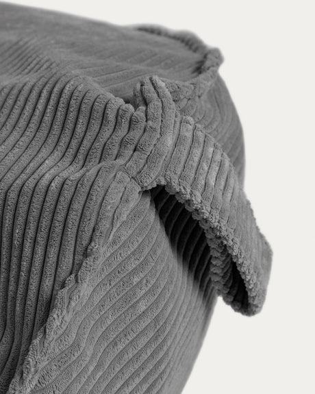Wilma Pouf breiter Cord grau Ø 80 cm - ZEN ZONE Furniture