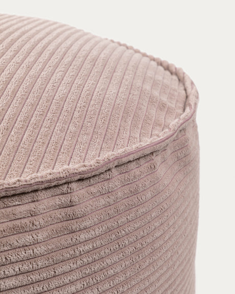 Wilma großer Pouf breiter Cord rosa Ø 70 cm - ZEN ZONE Furniture