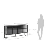 Trixie Sideboard 4 Türen aus Stahl in Schwarz 160 x 81 cm - ZEN ZONE