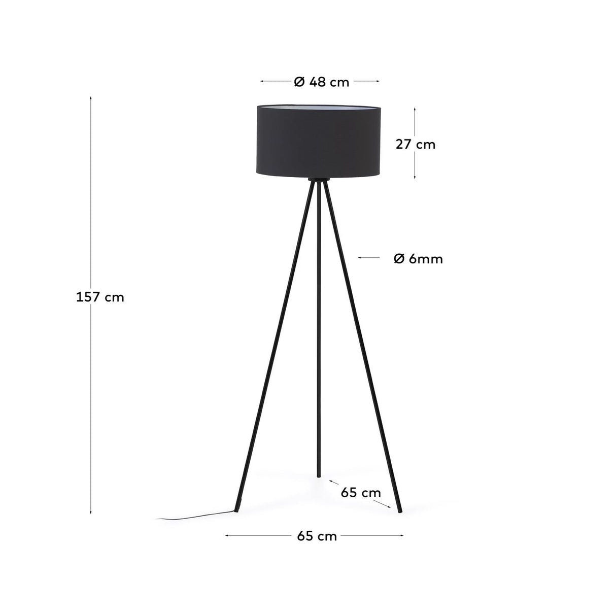 Ikia Stehlampe aus Metall schwarz - ZEN ZONE Furniture
