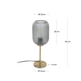 Hestia Tischlampe aus Metall mit Messing-Finish und grauem Glas - ZEN ZONE Furniture
