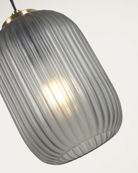 Hestia Deckenlampe aus Metall mit Messing-Finish und grauem Glas - ZEN ZONE Furniture