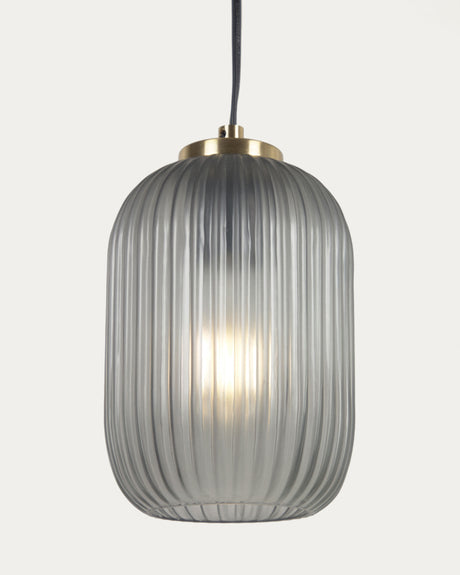 Hestia Deckenlampe aus Metall mit Messing-Finish und grauem Glas - ZEN ZONE Furniture