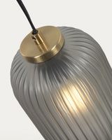 Hestia Deckenlampe aus Metall mit Messing-Finish und grauem Glas - ZEN ZONE Furniture