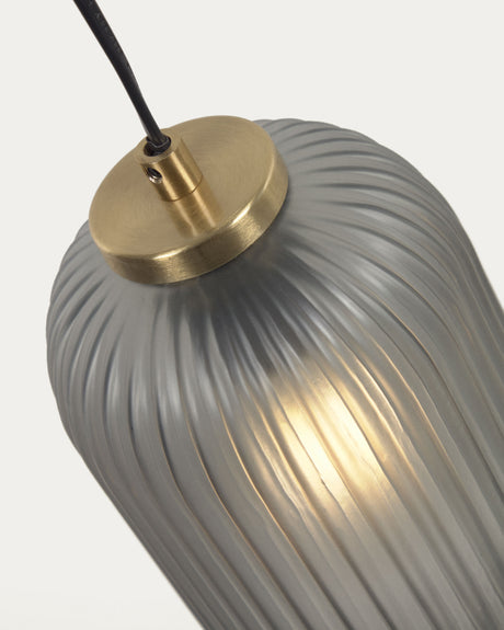 Hestia Deckenlampe aus Metall mit Messing-Finish und grauem Glas - ZEN ZONE Furniture