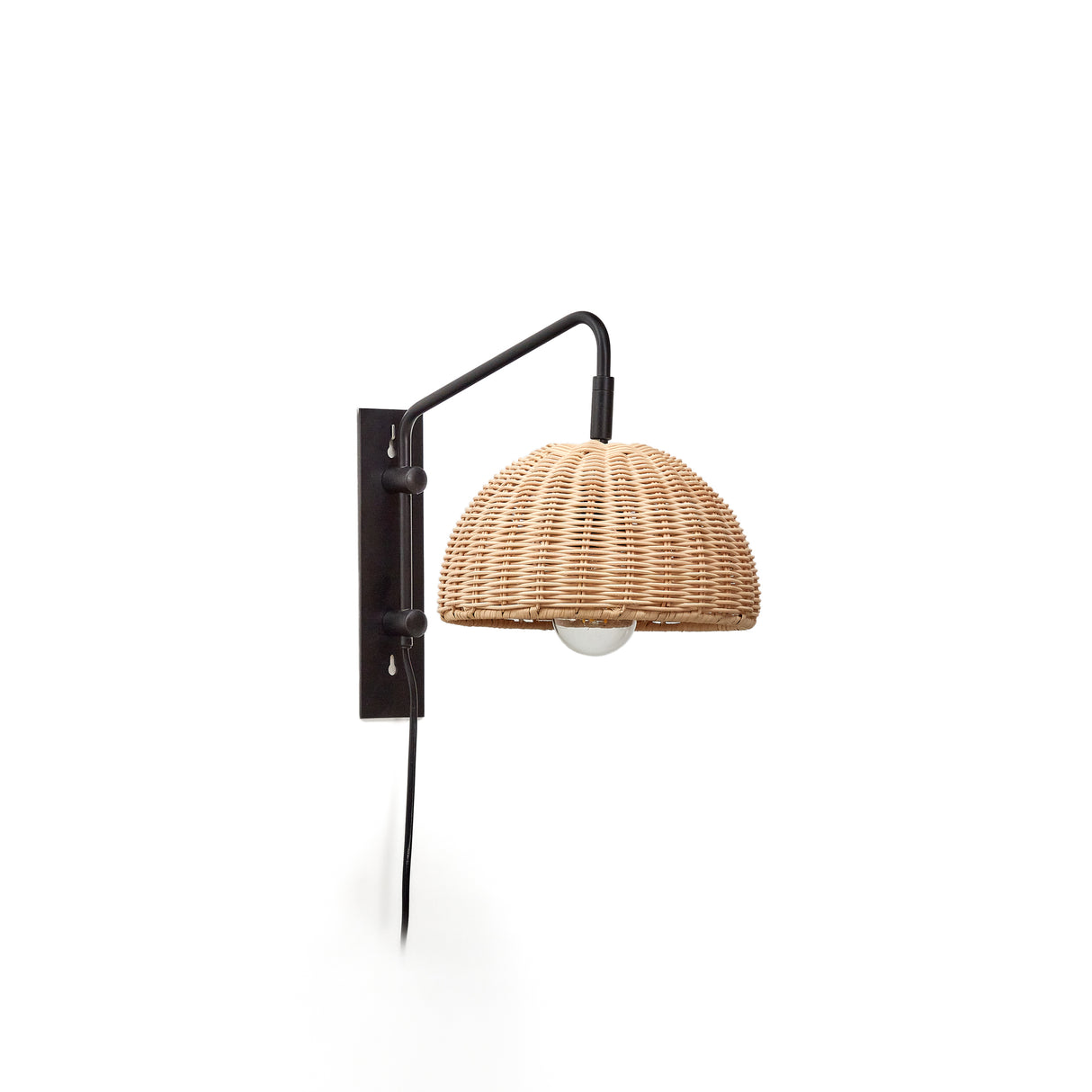 Damila Wandleuchte aus schwarzem Metall und Rattan - ZEN ZONE Furniture