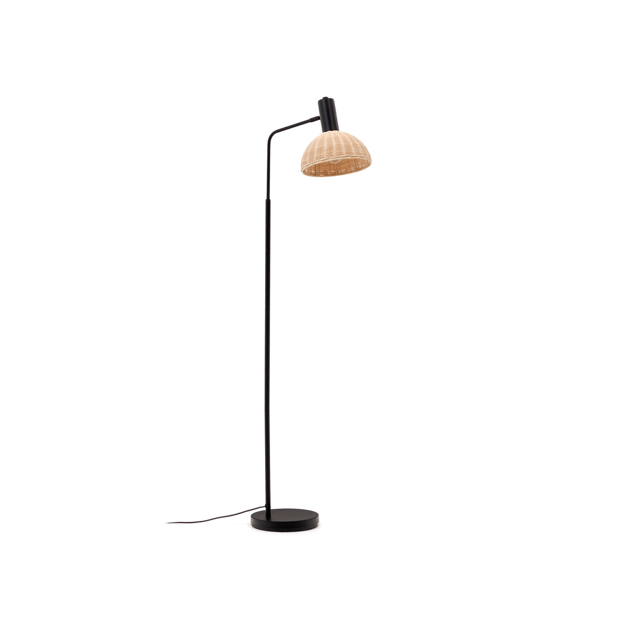 Damila Stehleuchte aus schwarzem Metall und Rattan - ZEN ZONE Furniture