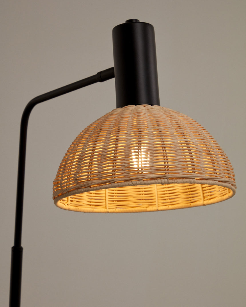 Damila Stehleuchte aus schwarzem Metall und Rattan - ZEN ZONE Furniture