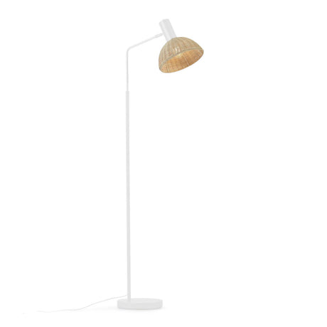 Damila Stehlampe aus Metall weiß und Rattan mit natürlichem Finish - ZEN ZONE Furniture