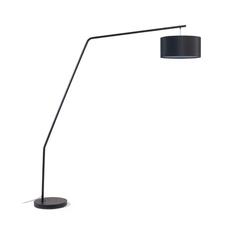 Ciana Stehlampe aus Metall mit schwarzem Finish und Lampenschirm aus Baumwolle - ZEN ZONE Furniture