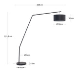 Ciana Stehlampe aus Metall mit schwarzem Finish und Lampenschirm aus Baumwolle - ZEN ZONE Furniture