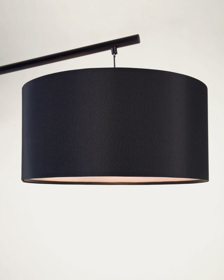 Ciana Stehlampe aus Metall mit schwarzem Finish und Lampenschirm aus Baumwolle - ZEN ZONE Furniture