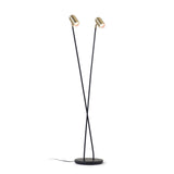 Clemence Stehlampe aus schwarzem Metall und goldfarbenen Lampenschirmen - ZEN ZONE Furniture